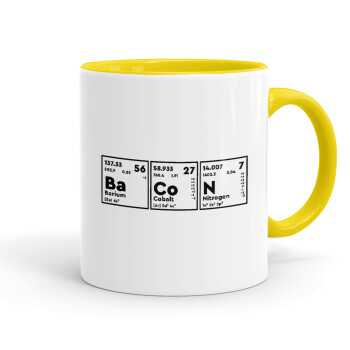 Chemical table your text, Mug colored yellow, ceramic, 330ml