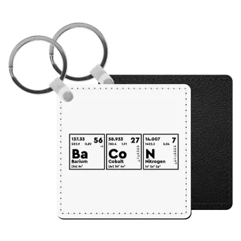 Chemical table your text, Μπρελόκ Δερματίνη, τετράγωνο ΜΑΥΡΟ (5x5cm)