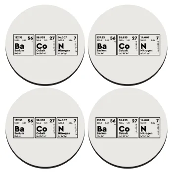 Χημικά στοιχεία το όνομα σου, ΣΕΤ 4 Σουβέρ ξύλινα στρογγυλά (9cm)