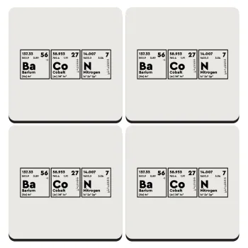 Chemical table your text, ΣΕΤ 4 Σουβέρ ξύλινα τετράγωνα (9cm)