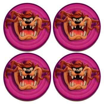 Taz, ΣΕΤ x4 Σουβέρ ξύλινα στρογγυλά plywood (9cm)