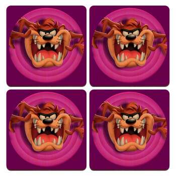 Taz, ΣΕΤ x4 Σουβέρ ξύλινα τετράγωνα plywood (9cm)