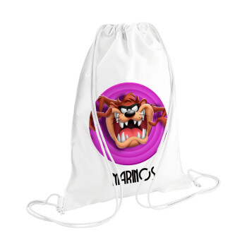 Taz, Τσάντα πλάτης πουγκί GYMBAG λευκή (28x40cm)