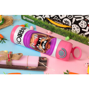 Taz, Easter candle, Childrens hot water bottle, stainless steel, with safety straw, PINK (500ml)