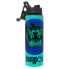 Metallic water bottle with safety lid, 850ml aluminum