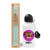 Easter Set, metallic aluminum water bottle (500ml) & scented flat candle (30cm) (TURQUOISE)