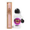 Easter Set, metallic aluminum bottle (500ml) & aromatic flat Easter candle (30cm) (PINK)