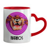 Mug heart red handle, ceramic, 330ml