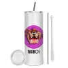 Tumbler stainless steel 600ml, with metal straw & cleaning brush