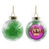 Transparent Christmas tree ball ornament with green filling 8cm