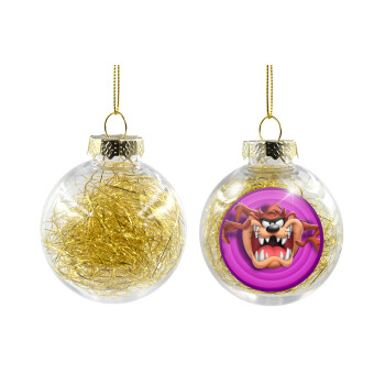Taz, Χριστουγεννιάτικη μπάλα δένδρου διάφανη με χρυσό γέμισμα 8cm