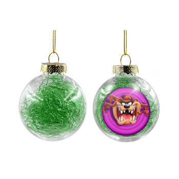 Taz, Χριστουγεννιάτικη μπάλα δένδρου διάφανη με πράσινο γέμισμα 8cm