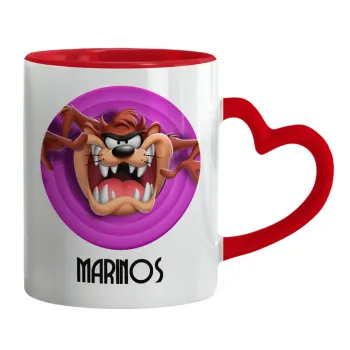 Taz, Mug heart red handle, ceramic, 330ml