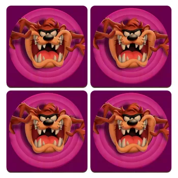 Taz, ΣΕΤ x4 Σουβέρ ξύλινα τετράγωνα plywood (9cm)