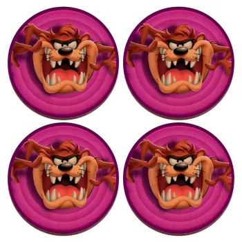 Taz, ΣΕΤ x4 Σουβέρ ξύλινα στρογγυλά plywood (9cm)