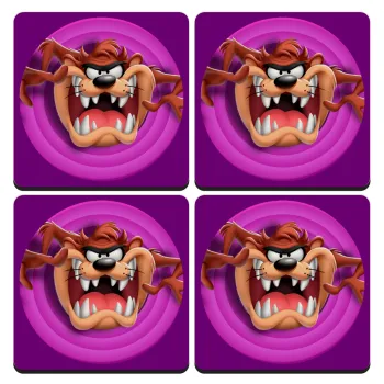 Taz, ΣΕΤ 4 Σουβέρ ξύλινα τετράγωνα (9cm)