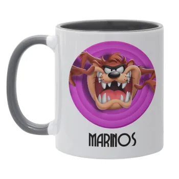 Taz, Κούπα χρωματιστή γκρι, κεραμική, 330ml