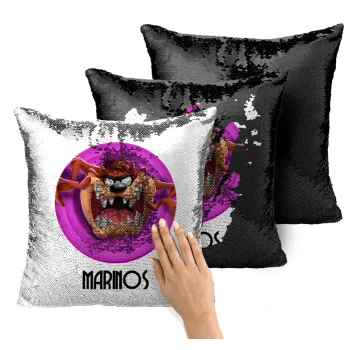 Taz, Μαξιλάρι καναπέ Μαγικό Μαύρο με πούλιες 40x40cm περιέχεται το γέμισμα