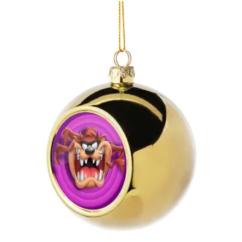 Taz, Golden Christmas tree ball ornament 8cm