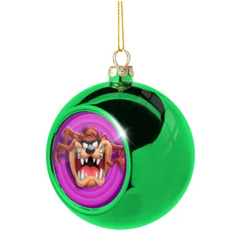 Taz, Green Christmas tree ornament ball 8cm