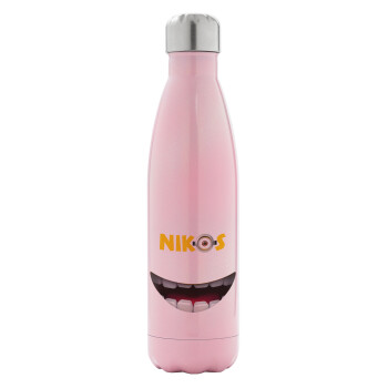 The minions, Μεταλλικό παγούρι θερμός Ροζ Ιριδίζον (Stainless steel), διπλού τοιχώματος, 500ml