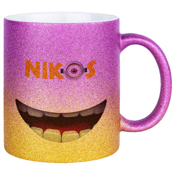 The minions, Κούπα Χρυσή/Ροζ Glitter, κεραμική, 330ml