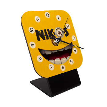 The minions, Quartz Table clock in natural wood (10cm)