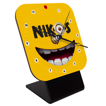 The minions, Quartz Wooden table clock with hands (10cm)