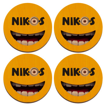 The minions, ΣΕΤ x4 Σουβέρ ξύλινα στρογγυλά plywood (9cm)