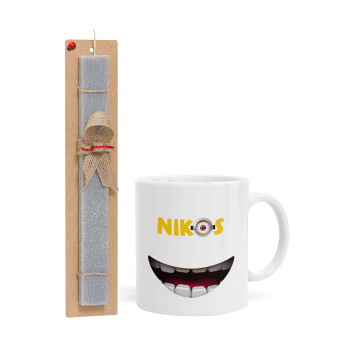 The minions, Easter Set, Ceramic Cup (330ml) & Easter aromatic flat candle (30cm) (GRAY)