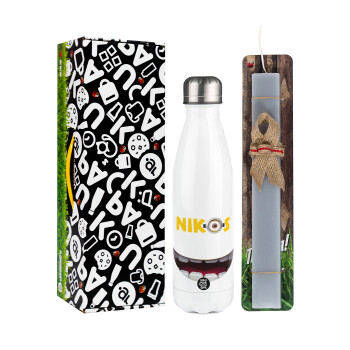 The minions, Easter candle, metallic white thermos bottle (500ml) & aromatic flat candle (30cm) (GRAY)