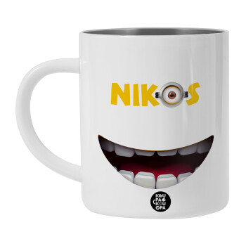 The minions, Λευκή Ανοξείδωτη Μεταλλική Κούπα 450ml - Διπλού Τοιχώματος 