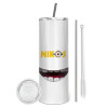 Tumbler stainless steel 600ml, with metal straw & cleaning brush
