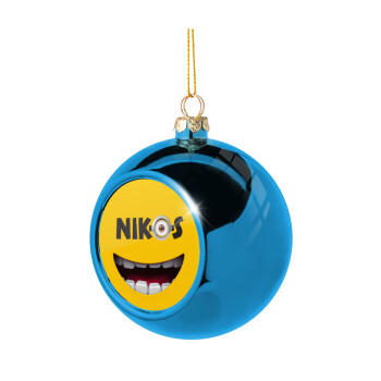 The minions, Χριστουγεννιάτικη μπάλα δένδρου Μπλε 8cm