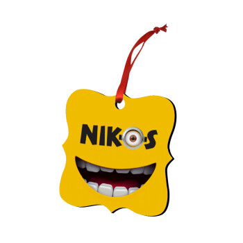 The minions, Στολίδι Χριστουγεννιάτικο στολίδι polygon ξύλινο 7.5cm