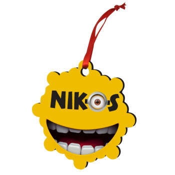 The minions, Christmas ornament snowflake wooden 7.5cm