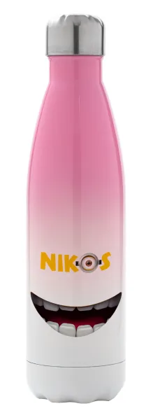 The minions — Metal mug thermos Pink/White (Stainless steel), double wall, 500ml