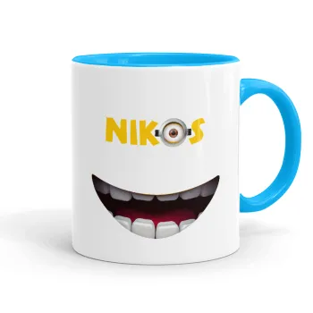 The minions, Κούπα χρωματιστή γαλάζια, κεραμική, 330ml