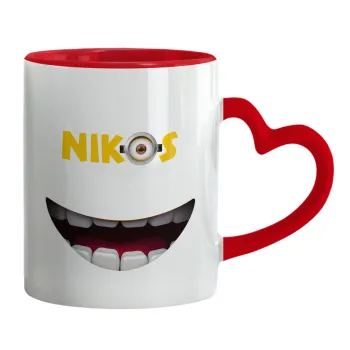 The minions, Mug heart red handle, ceramic, 330ml