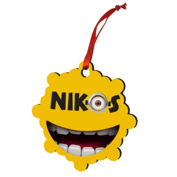 The minions, Στολίδι Χριστουγεννιάτικο στολίδι snowflake ξύλινο 7.5cm