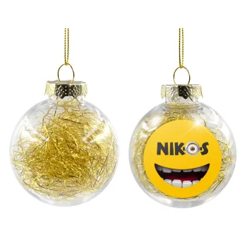 The minions, Transparent Christmas tree ball ornament with gold filling 8cm