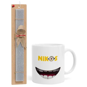 The minions, Easter Set, Ceramic Cup (330ml) & Easter aromatic flat candle (30cm) (GRAY)