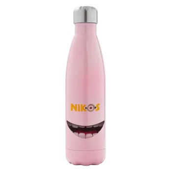 The minions, Μεταλλικό παγούρι θερμός Ροζ Ιριδίζον (Stainless steel), διπλού τοιχώματος, 500ml