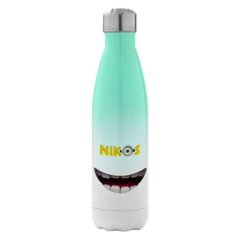 The minions, Μεταλλικό παγούρι θερμός Πράσινο/Λευκό (Stainless steel), διπλού τοιχώματος, 500ml