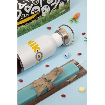 The minions, Πασχαλινή Λαμπάδα με παγούρι μεταλλικό (620ml, stainless steel) & κερί αρωματικό πλακέ (30cm) (ΤΙΡΚΟΥΑΖ)