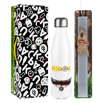 The minions, Easter candle, metallic white thermos bottle (500ml) & aromatic flat candle (30cm) (GRAY)