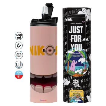 The minions, Tumbler ποτήρι θερμό ΡΟΖ από ανοξείδωτο ατσάλι 600ml