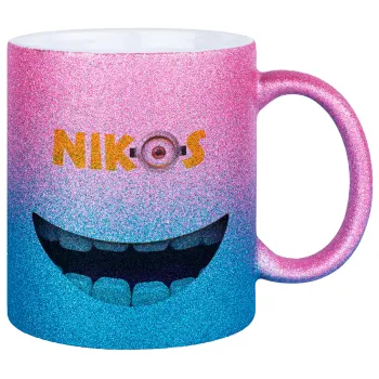 The minions, Κούπα Χρυσή/Μπλε Glitter, κεραμική, 330ml