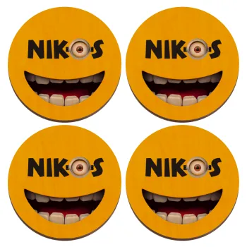 The minions, ΣΕΤ x4 Σουβέρ ξύλινα στρογγυλά plywood (9cm)