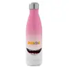 Μεταλλικό παγούρι θερμός Ροζ/Λευκό (Stainless steel), διπλού τοιχώματος, 500ml